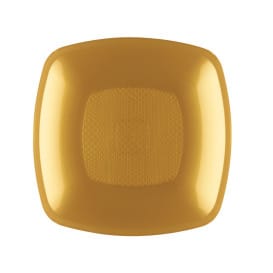 Plato de Plastico Hondo Oro 180mm (12 Uds)