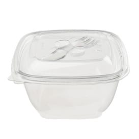 Bol de Plástico Cuadrado Ensaladera PET 375ml (50 Uds)