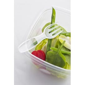 Tapa Plástico con Tenedor Ensaladera PET 12x12cm (50 Uds)