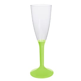 Copa de Plastico Cava con Pie Verde Lima 120ml (200 Uds)