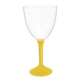 Copa de Plastico Vino con Pie Amarillo 300ml (200 Uds)