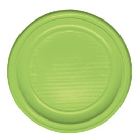 Plato de Plastico Llano Verde PS 220 mm (30 Uds)