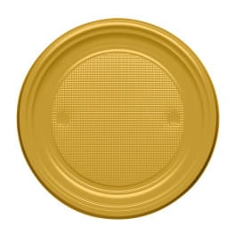 Plato de Plastico Llano Oro PS 170mm (50 Uds)