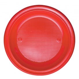 Plato de Plastico Hondo Rojo PS 220mm (600 Uds)