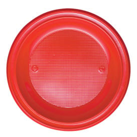 Plato de Plastico Hondo Rojo PS 220mm (600 Uds)