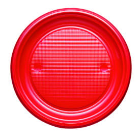 Plato de Plastico Llano Rojo PS 170mm (50 Uds)