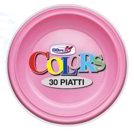 Plato de Plastico Hondo Rosa PS 220mm (600 Uds)