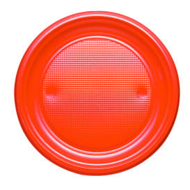 Plato de Plastico PS Llano Naranja Ø170mm (50 Uds)