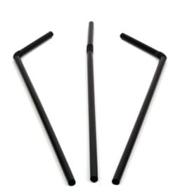 Pajita de Plastico Flexible Negra Ø5mm 23cm (50 Uds)