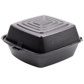 Envase Hamburguesa FOAM Negro 150x150x80mm (125 Uds)