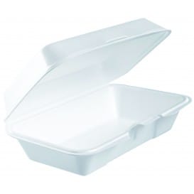 Envase Foam Lunchbox Tapa Removible Blanco 225x140mm (125 Uds)