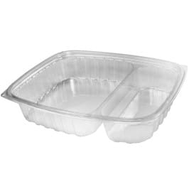 Asporto 53 oz Black Plastic 6 Compartment Food Container - with