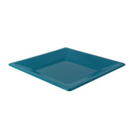 Plato de Plastico Llano Cuadrado Turquesa 170mm (750 Uds)