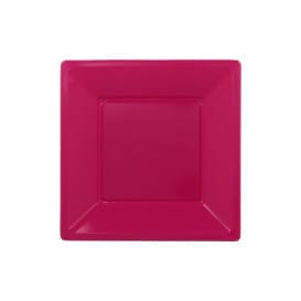 Plato de Plastico Llano Cuadrado Fucsia 170mm (25 Uds)