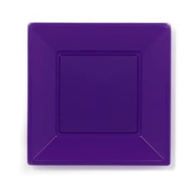 Plato de Plastico Llano Cuadrado Lila 170mm (25 Uds)