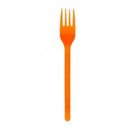 Tenedor de Plastico PS Naranja 175mm (20 Uds)