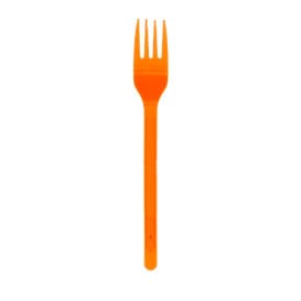 Tenedor de Plastico PS Naranja 175mm (20 Uds)