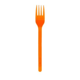 Tenedor de Plastico PS Naranja 175mm (20 Uds)