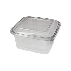 Tarrina Cuadrada Tapa Bisagra PET 1000ml (100 Uds)