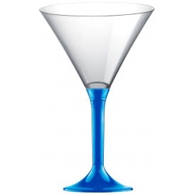 Copa de Plastico Cocktail con Pie Azul Mediterraneo 185ml (20 Uds)
