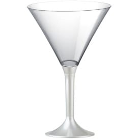 Copa de Plastico Cocktail con Pie Blanco Perlado 185ml (20 Uds)