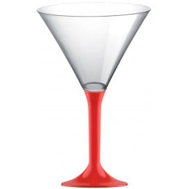 Copa de Plastico Cocktail con Pie Rojo 185ml (200 Uds)