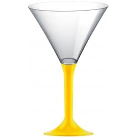Copa de Plastico Cocktail con Pie Amarillo 185ml (200 Uds)