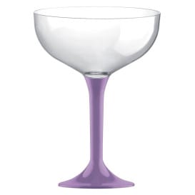 Copa de Plastico Champan con Pie Lila 200ml (20 Uds)