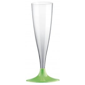 Copa de Plastico Cava con Pie Verde Lima 140ml (20 Uds)