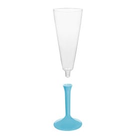 Copa de Plastico Cava con Pie Turquesa 160ml (20 Uds)