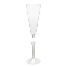 Copa de Plastico Cava con Pie Blanco Perlado 160ml (20 Uds)