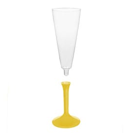 Copa de Plastico Cava con Pie Amarillo 160ml (20 Uds)