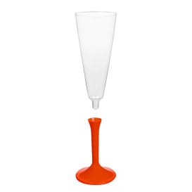 Copa de Plastico Cava con Pie Rojo 160ml (20 Uds)