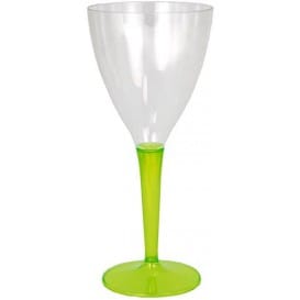 Copa de Plastico Vino Pie Verde 130ml (6 Uds)