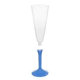 Copa de Plastico Cava con Pie Azul Transp. 160ml (20 Uds)