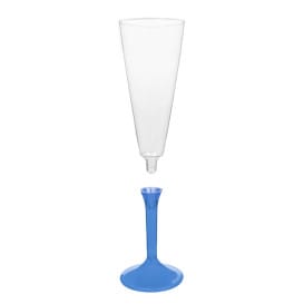 Copa de Plastico Cava con Pie Azul Transp. 160ml (20 Uds)