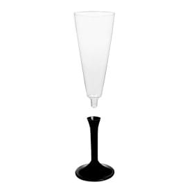 Copa de Plastico Cava con Pie Negro 160ml (20 Uds)