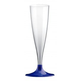 Copa de Plastico Cava con Pie Azul Perlado 140ml (200 Uds)