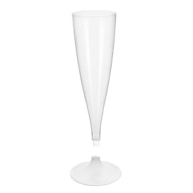 Copa de Plastico Cava con Pie Blanco 140ml (20 Uds)