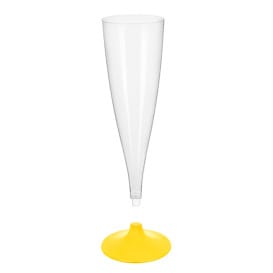 Copa de Plastico Cava con Pie Amarillo 140ml (20 Uds)