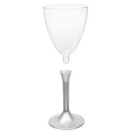 Copa de Plastico Vino con Pie Gris 180ml (20 Uds)
