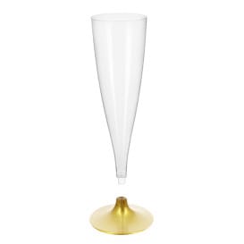 Copa de Plastico Cava con Pie Oro 140ml (20 Uds)