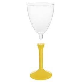 Copa de Plastico Vino con Pie Amarillo 180ml (20 Uds)