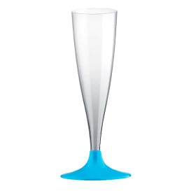 Copa de Plastico Cava con Pie Turquesa 140ml (20 Uds)