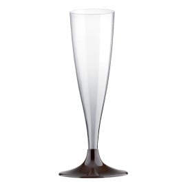 Copa de Plastico Cava con Pie Marron 140ml (20 Uds)
