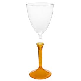 Copa de Plastico Vino con Pie Naranja Transp. 180ml (200 Uds)