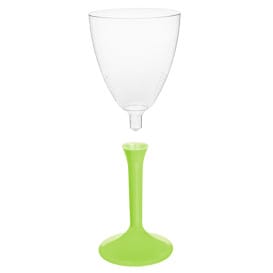 Copa de Plastico Vino con Pie Verde Lima 180ml (20 Uds)
