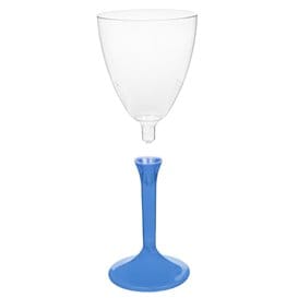 Copa de Plastico Vino con Pie Azul Transp. 180ml (200 Uds)