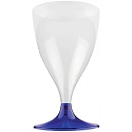 Copa de Plastico Vino con Pie Azul 200ml (20 Uds)