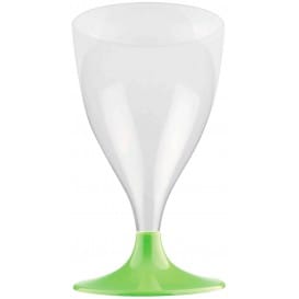 Copa de Plastico Vino con Pie Verde Lima 200ml (20 Uds)